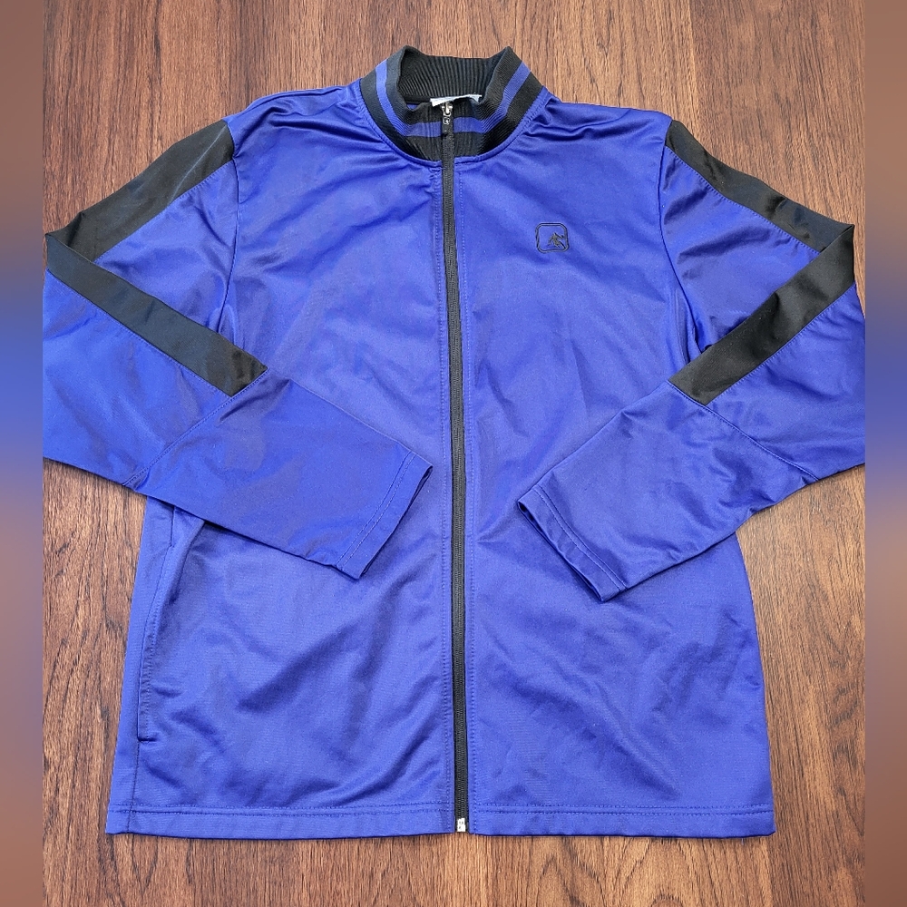 AND1 Men's Blue Full Zip Stripe Mock Neck Basketball Athletic Track Jacket Large